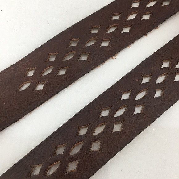 Brown Leather Diamond Perforated Belt Women’s Size 30 main image 9